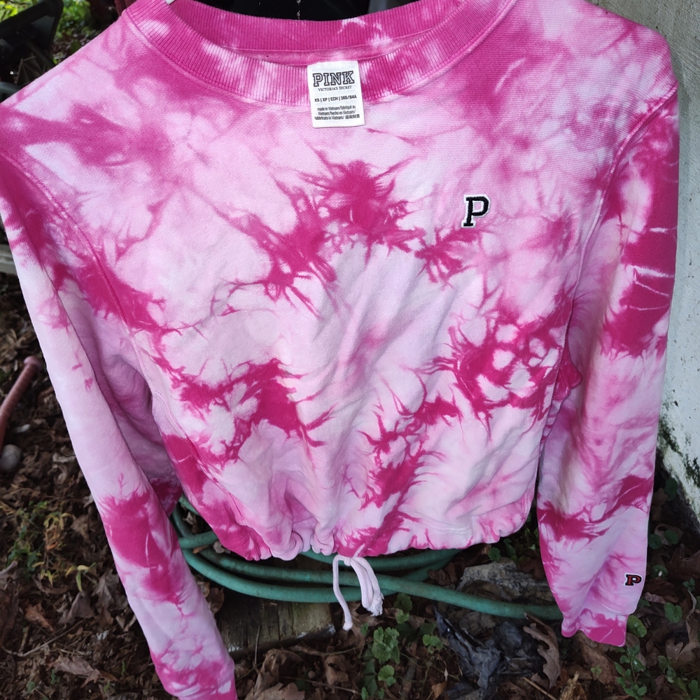 PINK Victoria's Secret Pink Tie-Dye Sweatshirt With Sinch Tie Bottom